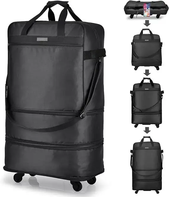 Suitcases with Wheels Expandable Foldable Luggage Bag Collapsible Rolling Travel Bag Duffel Bag Men Women Lightweight Suitcases