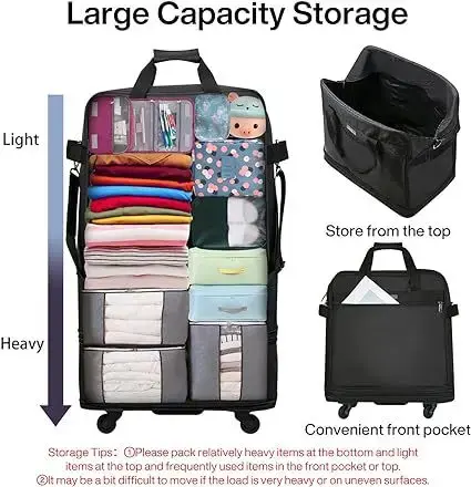 Suitcases with Wheels Expandable Foldable Luggage Bag Collapsible Rolling Travel Bag Duffel Bag Men Women Lightweight Suitcases