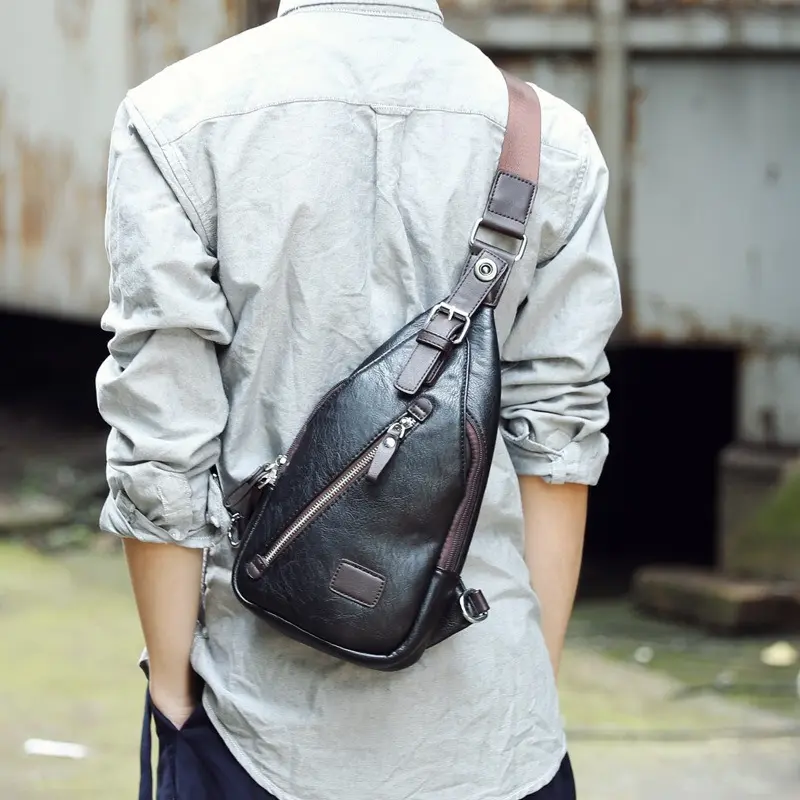 Trendy Fashionable Men's Cycling Shoulder Waist Bag Large Capacity Casual Diagonal Chest Bag with Adjustable Strap for Travel