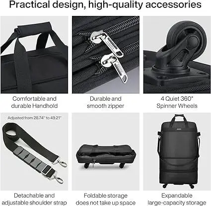 Suitcases with Wheels Expandable Foldable Luggage Bag Collapsible Rolling Travel Bag Duffel Bag Men Women Lightweight Suitcases