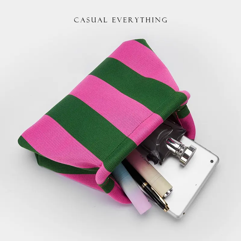 Women Colorblock Dumpling Clutch Contrast Color Knitting Casual Summer Beach Bag Clutch Ruched Cloud Purse Casual Colorblock Bag