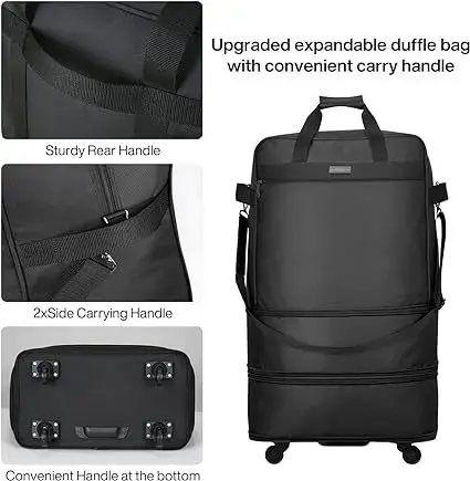 Suitcases with Wheels Expandable Foldable Luggage Bag Collapsible Rolling Travel Bag Duffel Bag Men Women Lightweight Suitcases