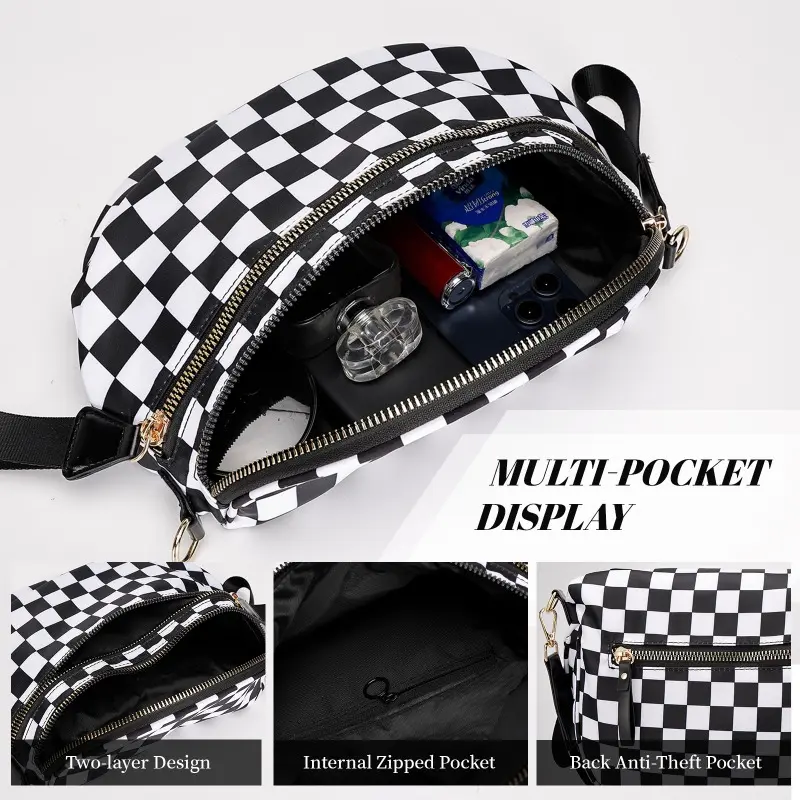 Women with Zipper Pockets Fashion Waist Packs Lightweight Crossbody Bags Simple and Trendy Fashionable PU Shoulder Bag Handbags