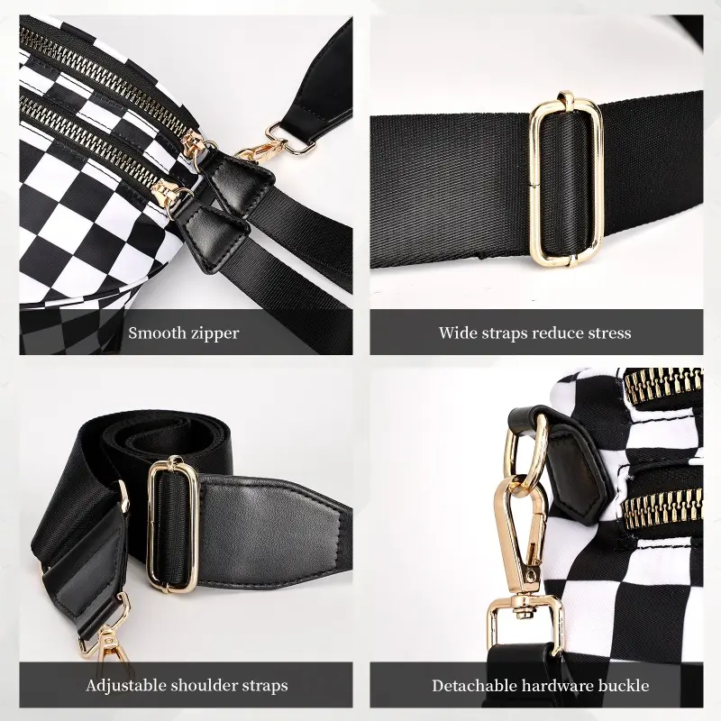 Women with Zipper Pockets Fashion Waist Packs Lightweight Crossbody Bags Simple and Trendy Fashionable PU Shoulder Bag Handbags