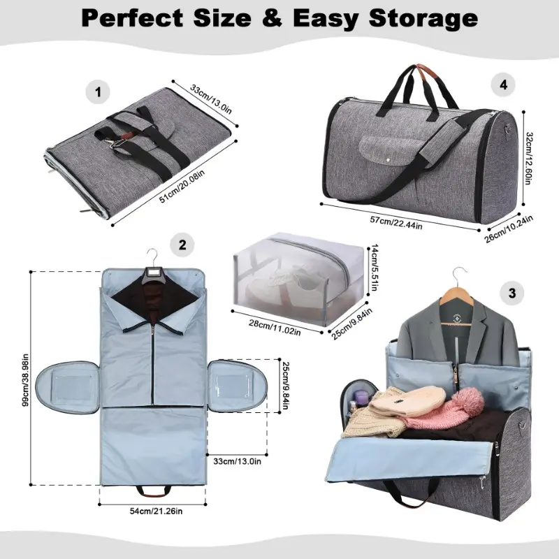 Garment Bag for Carry on Suit Carrier Travel Bag Ideal for Business Trips Weekend Getaways Garment Duffel Bag for Traveling Men