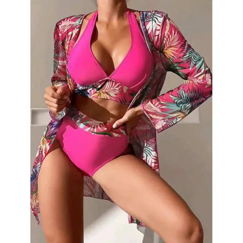 Hot Sale Of The Season New Women's Bikini Set Triangle Cup Separate Three-Piece Suit with Outer Hanging Long Skirt Multi-Color C
