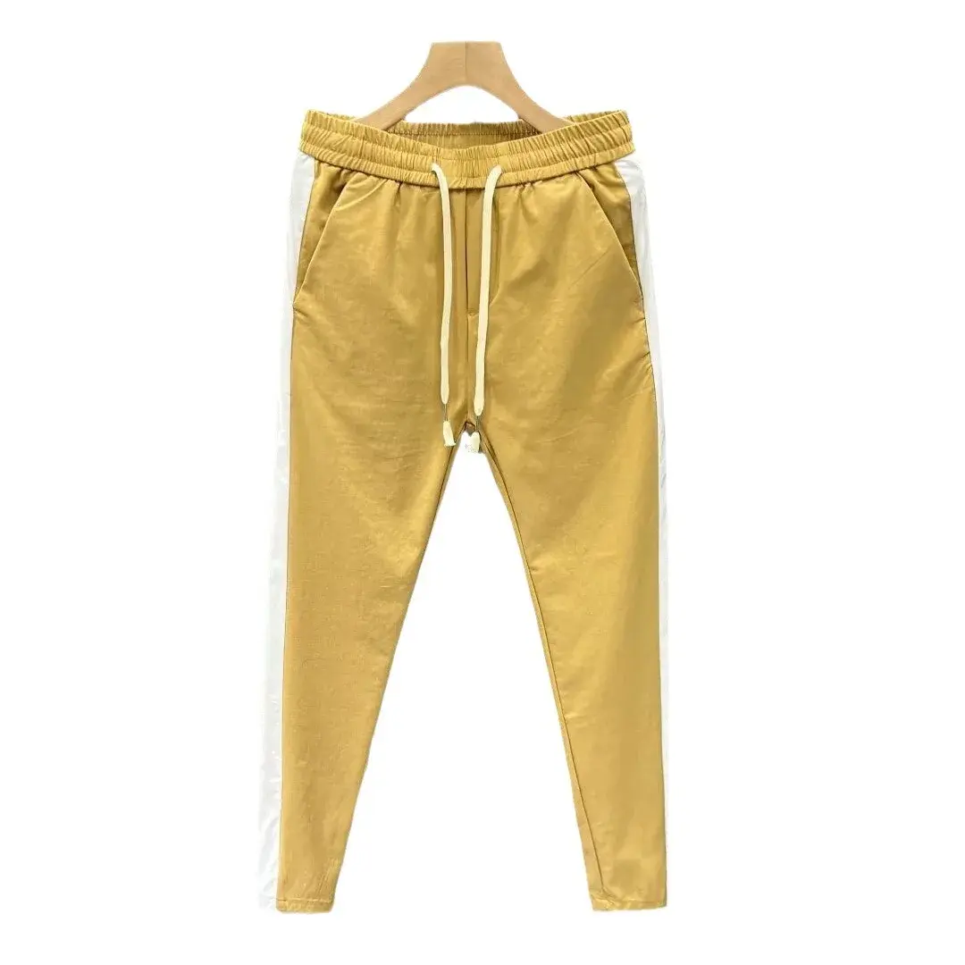 Autumn Men's Casual Pants Straight-Leg Color Block Long Pants Cropped Pants Sensibility Design Trendy Thin Style Weather-Ready