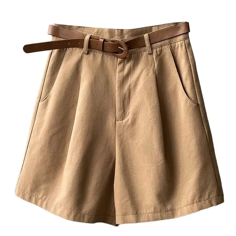 High Waist Wide Leg Suit Shorts Women's Summer Loose Casual Workwear Trousers Korean Style Four-Fifths Length Pants