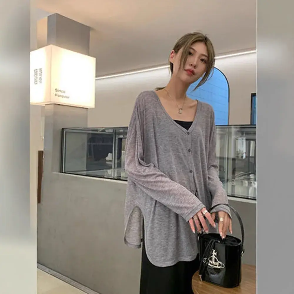 Original Fabric Sun Protection Long Sleeve Open Cardigan Women's T-shirt Summer Outerwear Thin Loose Breathable Micro See-throug