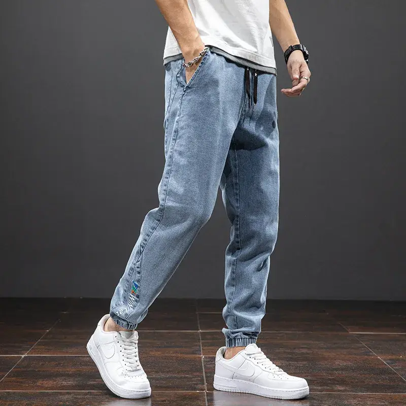 Autumn/Winter Men's Harem Jeans Loose Fit Casual Pants Plus Size Slimming Denim Trousers Nine Point Greater Length