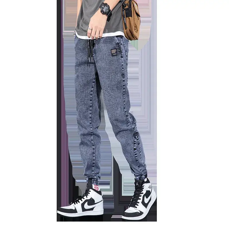 Autumn/Winter Men's Harem Jeans Loose Fit Casual Pants Plus Size Slimming Denim Trousers Nine Point Greater Length