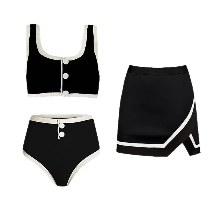 New 2025 Women's INS Style Swimwear Thermal Spa Vacation Slimming Bikini Set Short Skirt Separate High-End Sensation