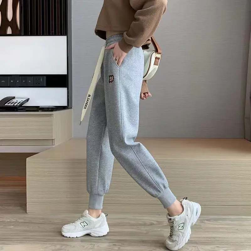 Spring Autumn Hot Sale Of The Season Women's Sport Pants Embroidered Letter Drawstring Loose Slimming Casual Harlan Cuffed Sweat