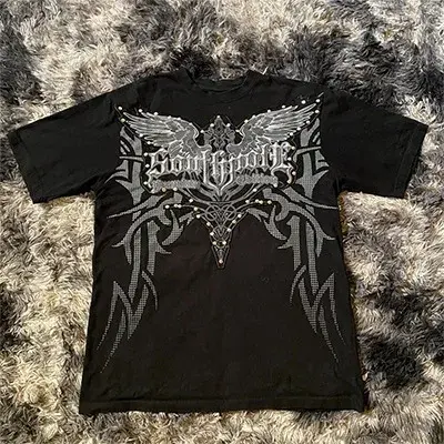 Gothic Dark Style Short Sleeve T-Shirt Street Harajuku Trendy Top Affliction Crew Neck Women's Fashion from Mainland China