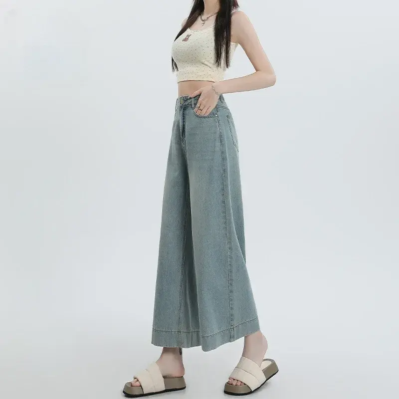 Vintage Straight-Leg Jeansthey Women's 2024 Summer Lightweight Petite Tailored Body Shape Ice Silk Bell Bottoms From China