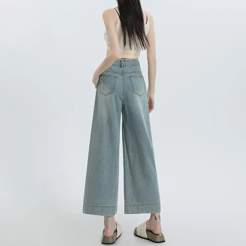 Vintage Straight-Leg Jeansthey Women's 2024 Summer Lightweight Petite Tailored Body Shape Ice Silk Bell Bottoms From China