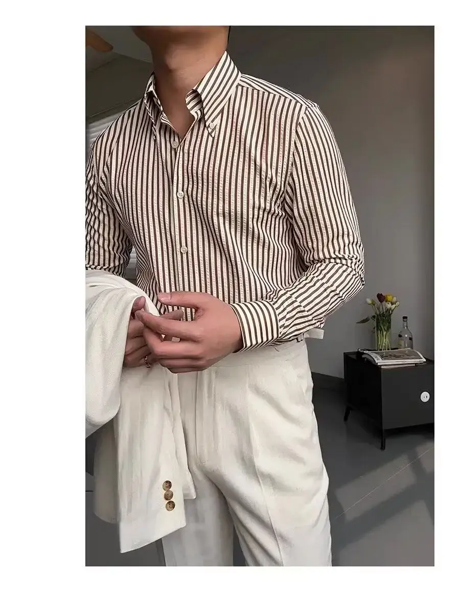 2024 Letter Long Sleeve Shirt Japanese Style Hong Kong Wind INS Loose Fit Shirt Men's Summer Trendy Versatile Casual Jacket