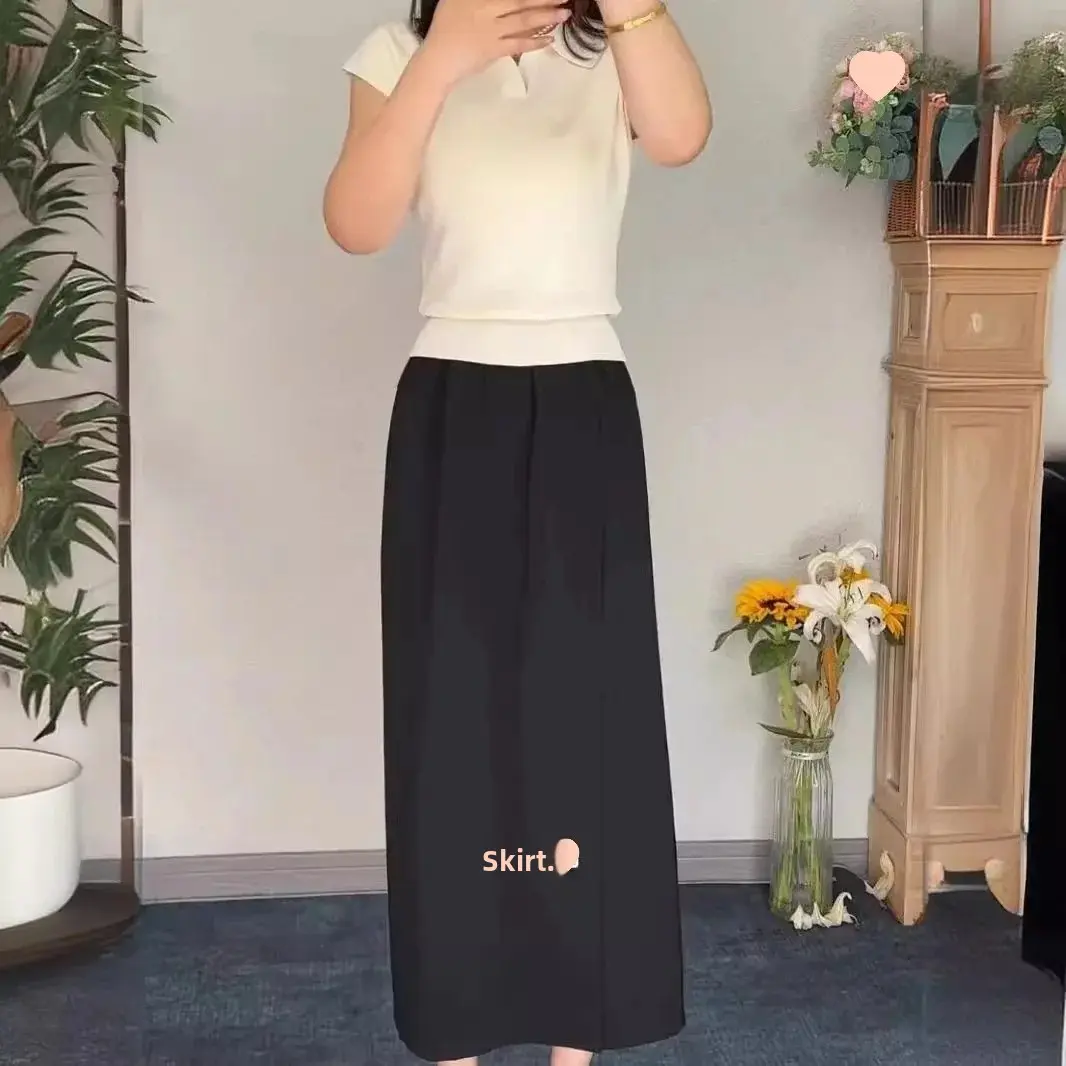 Casual Long Skirt Pants Women's French Vintage Design Sensation Niche Fashion Loose Slimming Pants Skirts Versatile Comfortable