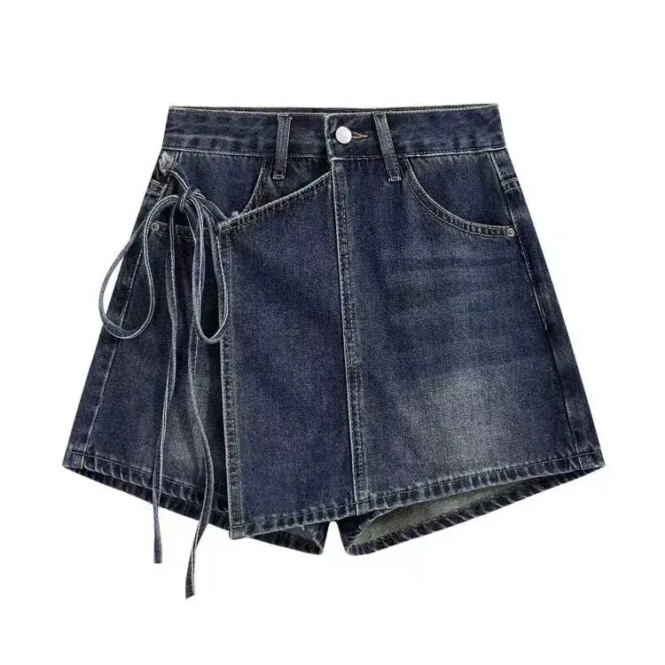 High Waist Denim Mini Skirt Women's Fashion Slim A- Line Wrap Body Short Skirts Summer New Style Sexy Girl Design Trendy