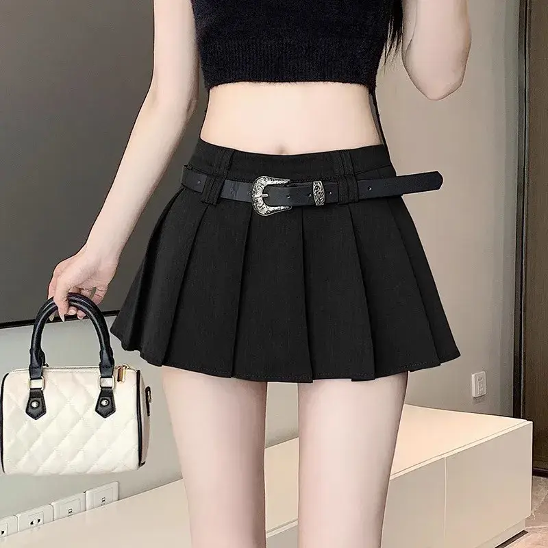 Gray Suit Style Pleated Skirt High Waist Slimming Elegant Female Summer New Arrival Fashionable Business Casual Half-length