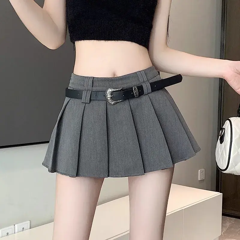 Gray Suit Style Pleated Skirt High Waist Slimming Elegant Female Summer New Arrival Fashionable Business Casual Half-length