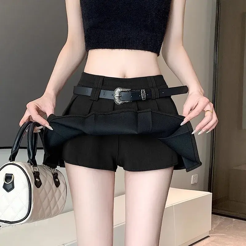 Gray Suit Style Pleated Skirt High Waist Slimming Elegant Female Summer New Arrival Fashionable Business Casual Half-length