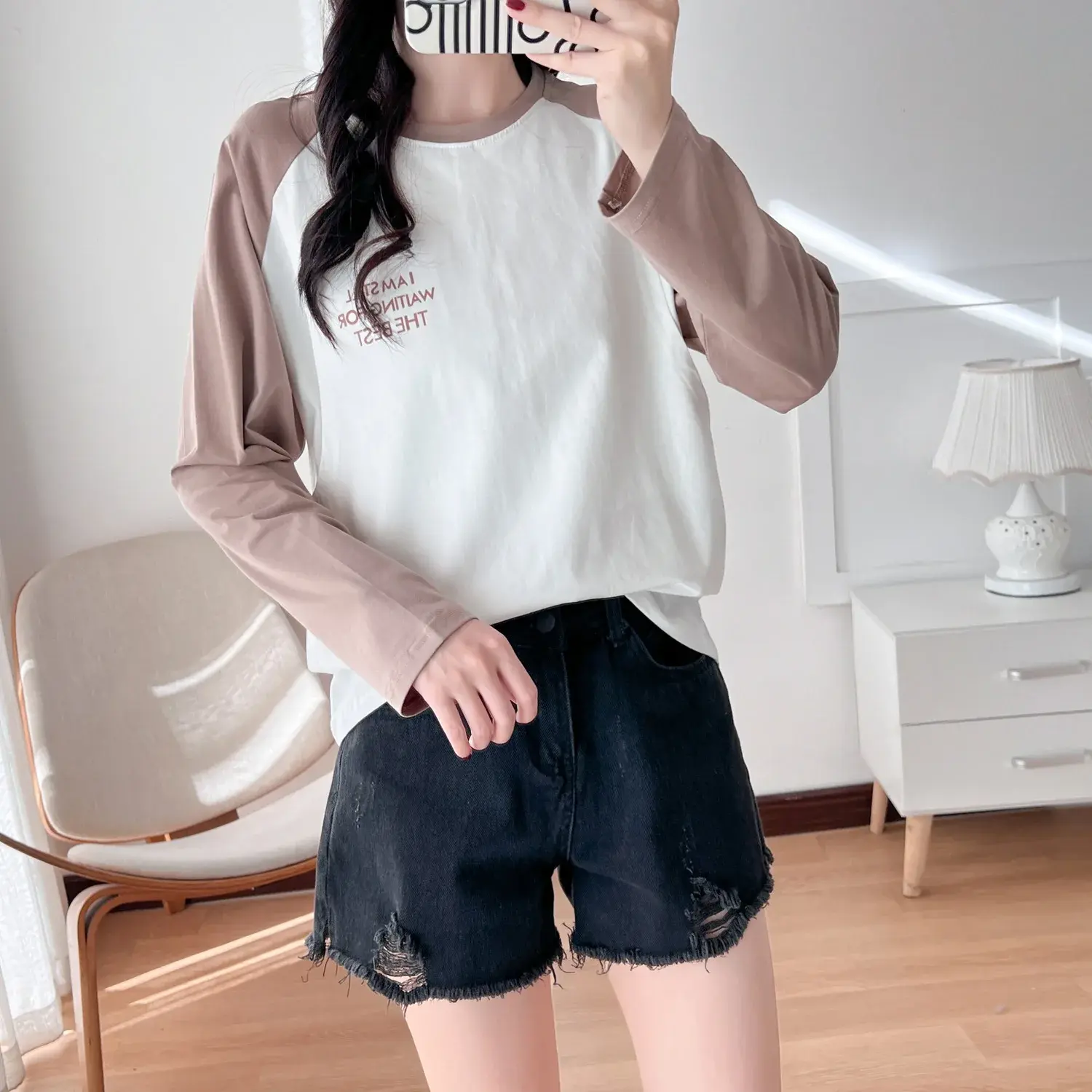 Breastfeeding Topt T-shirt For Outdoor Use Pure Cotton Long Sleeve Spring Autumn Maternity Clothing Crew Neck Women's Clothing