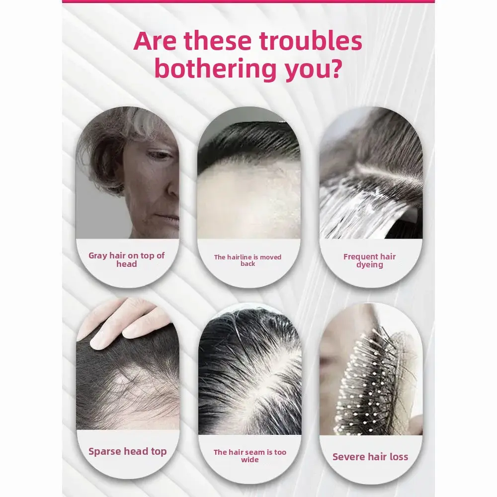 Women's Short Straight Hair Full Head Cover Wig Hollow out Design Real Hair Style Fake Hair for Middle Aged And Elderly