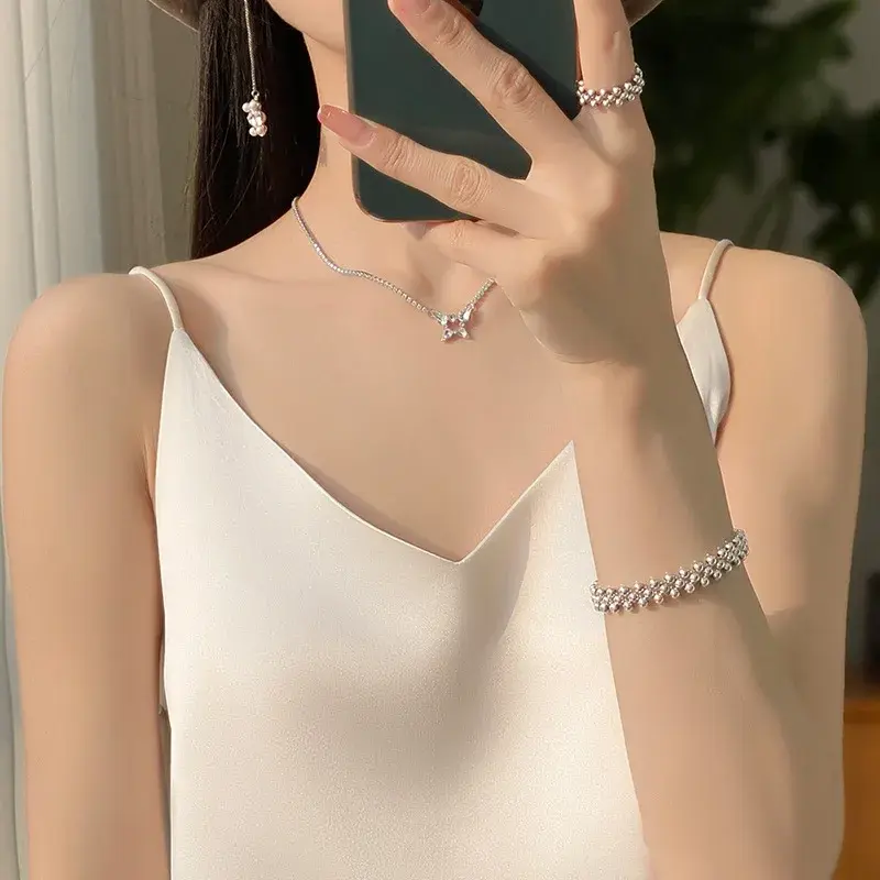 Silk Satin Strapless Vest Top Women's Summer New V-neck Single Shoulder Design Sensation Sleeveless Inner Wear Small Tank Top