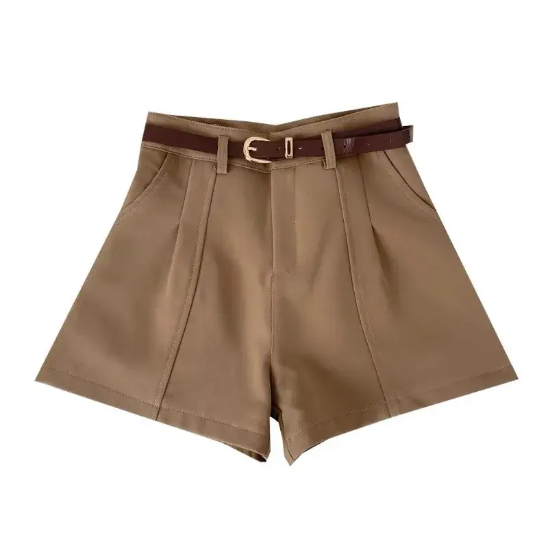 High Waist Wide Leg Pants Korean Style Casual Women's A- Line Outerwear Spring 2025 Vintage Simple Fashion Short Shorts