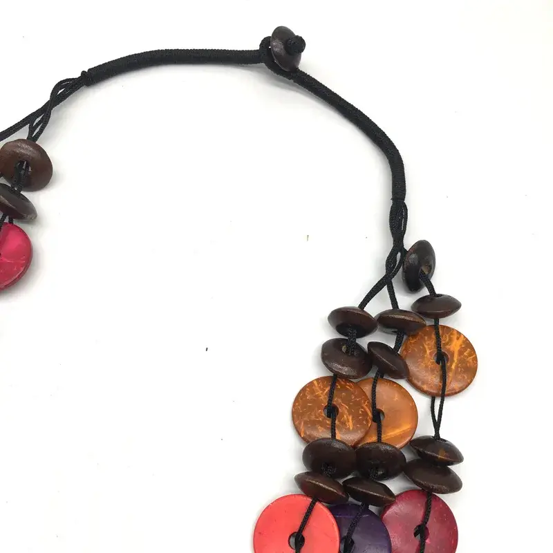 Bohemian Pure Handmade Multi-layered Coconut Shell Wooden Beads Necklace Beach Style Women's Jewelry