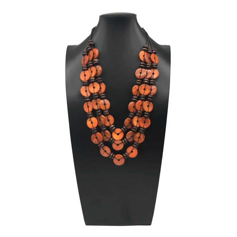 Bohemian Pure Handmade Multi-layered Coconut Shell Wooden Beads Necklace Beach Style Women's Jewelry
