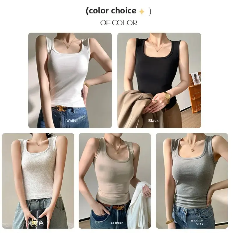 Gray Strapless Vest Women Summer No Bra Inner Wear with Chest Pad Workwear Slimming Top High-End Feeling Cotton Material