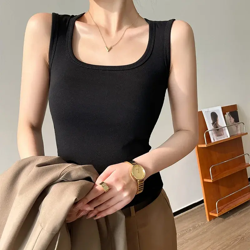 Gray Strapless Vest Women Summer No Bra Inner Wear with Chest Pad Workwear Slimming Top High-End Feeling Cotton Material