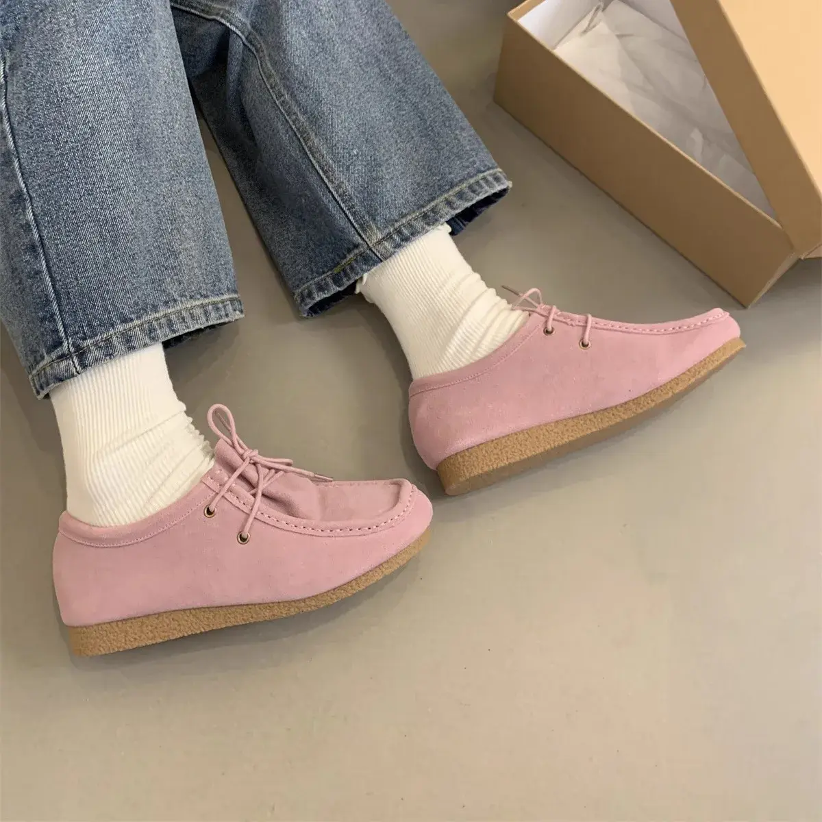 Vintage Style Genuine Leather Flat Shoes Women's Comfortable Casual Shoes Thick Sole Round Head Shoes British Style Short Boots