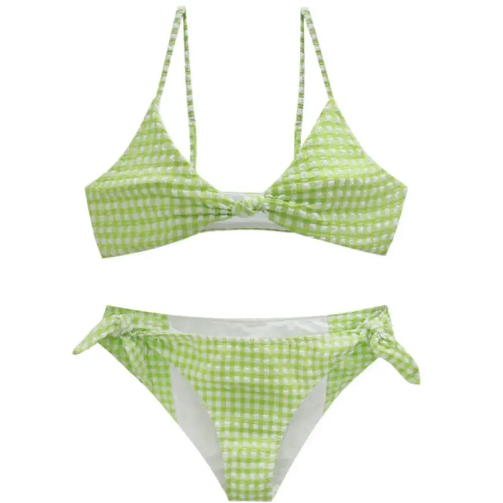 Sweet Pure Desire Small Plaid Bikini Ladies Feel Separate Swimming Suit Women's Sensation Tankini BIKEI Set China Origin