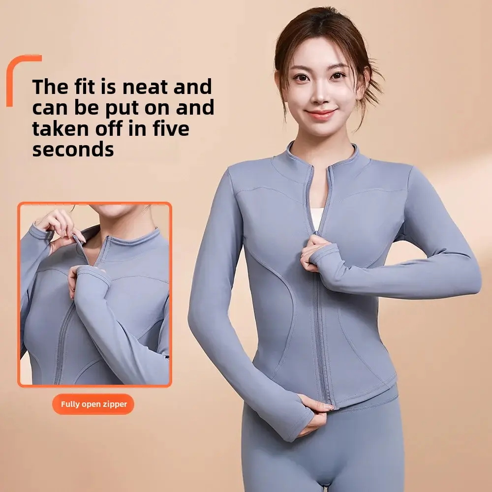 Women's Outdoor Yoga Tight Fit Jacket Quick Dry Long Sleeve Running Training High Elastic Breathable Fitness Upper Body Wear