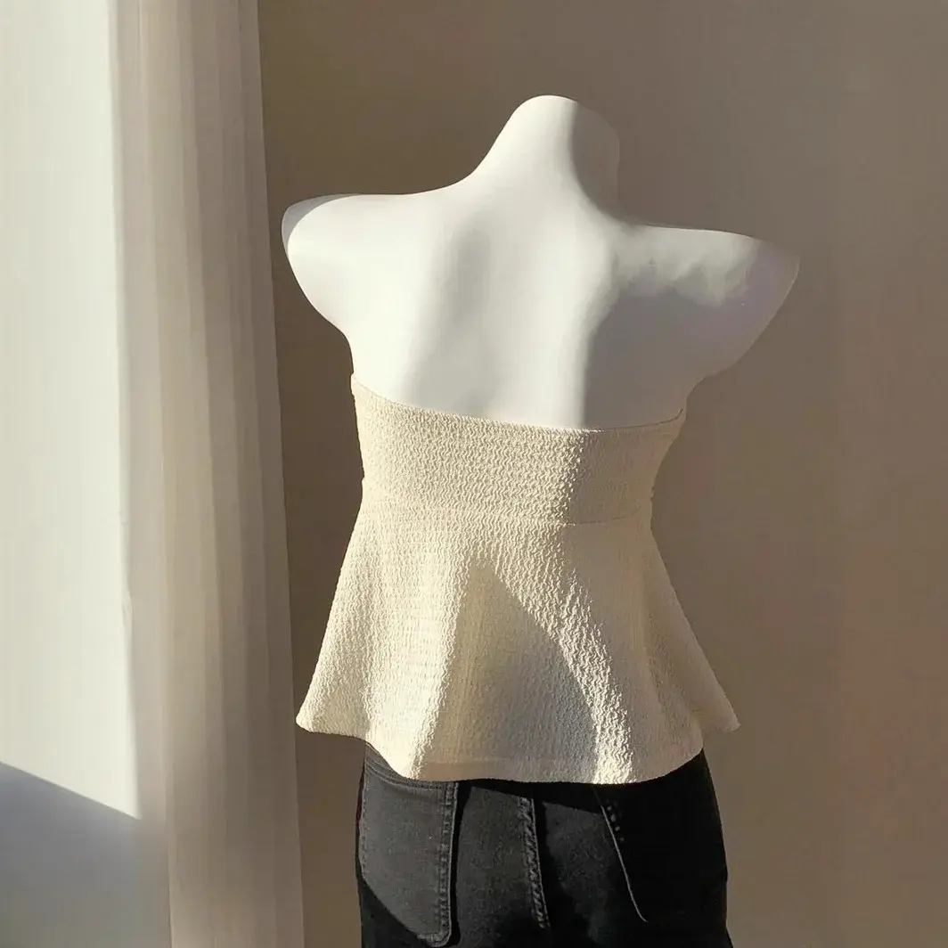 Sexy Knitted Crop Top Women's Bandage Vest Drawstring Short Style Polyester Fiber Mixed Fabric Chinese Origin Clothing