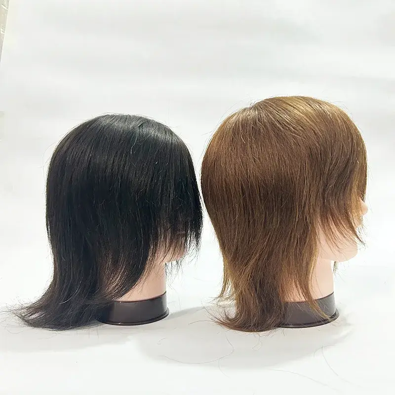 Real Human Hair Wig Head Model Short Straight Hair Men's Natural Home Direct Supply Wig Head Hair Extension Full Length