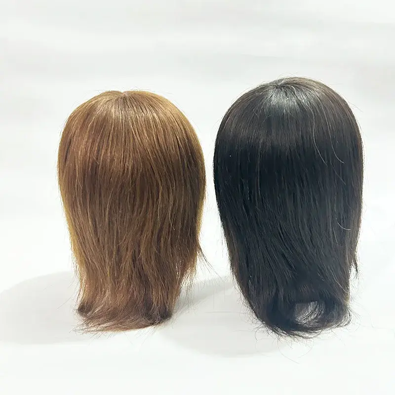 Real Human Hair Wig Head Model Short Straight Hair Men's Natural Home Direct Supply Wig Head Hair Extension Full Length