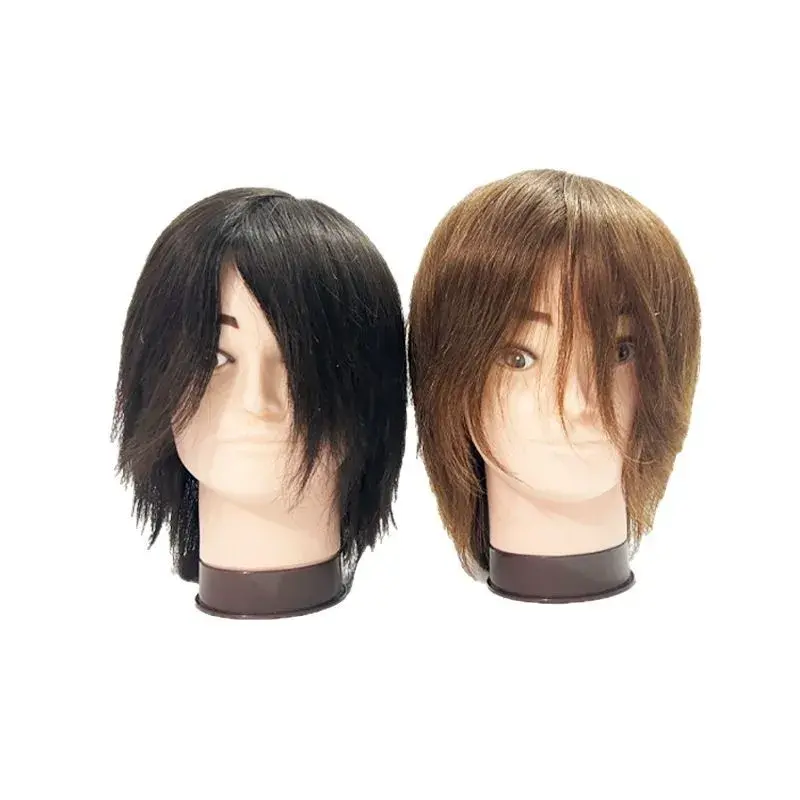 Real Human Hair Wig Head Model Short Straight Hair Men's Natural Home Direct Supply Wig Head Hair Extension Full Length