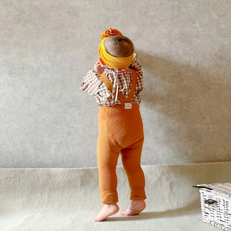 Newborn Suspender Tights Baby Girl Ribbed Leggings Suspender Pants Overalls Knit Tights Pantyhose Socks Warm Stockings