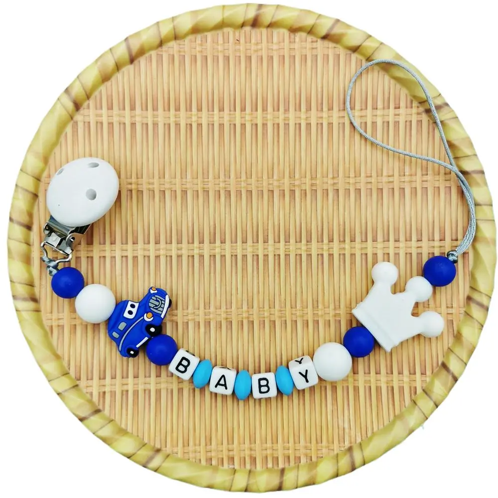 Baby Pacifier Clips Personalized Name Cartoon Dummy Nipples Holder Clip Chain Teething Toys Infant Feeding Accessories BPA Free