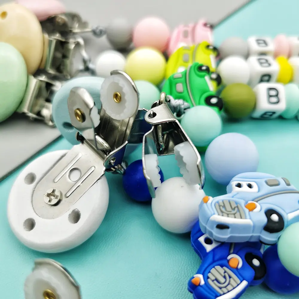 Baby Pacifier Clips Personalized Name Cartoon Dummy Nipples Holder Clip Chain Teething Toys Infant Feeding Accessories BPA Free