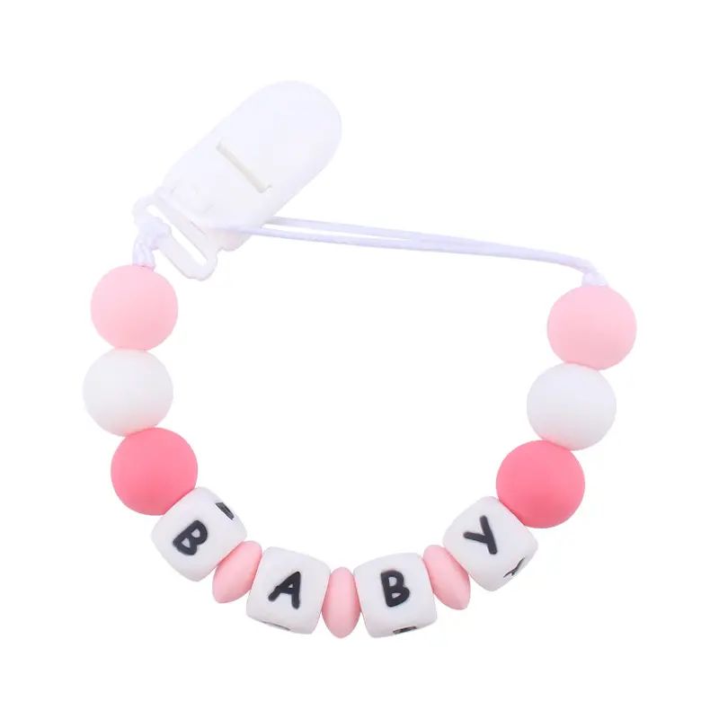 Personalized Silicone Name Baby Pacifier Clips Colour Dummy Nipples Holder Chain Teething Toys Accessories Infant Feeding
