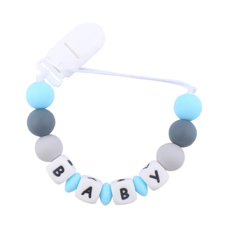 Personalized Silicone Name Baby Pacifier Clips Colour Dummy Nipples Holder Chain Teething Toys Accessories Infant Feeding