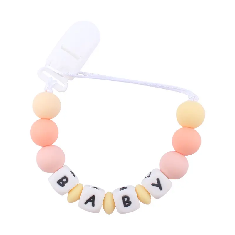 Personalized Silicone Name Baby Pacifier Clips Colour Dummy Nipples Holder Chain Teething Toys Accessories Infant Feeding