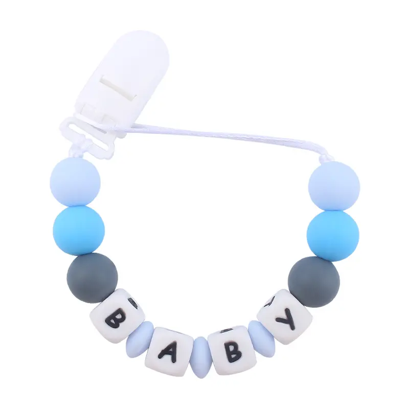 Personalized Silicone Name Baby Pacifier Clips Colour Dummy Nipples Holder Chain Teething Toys Accessories Infant Feeding