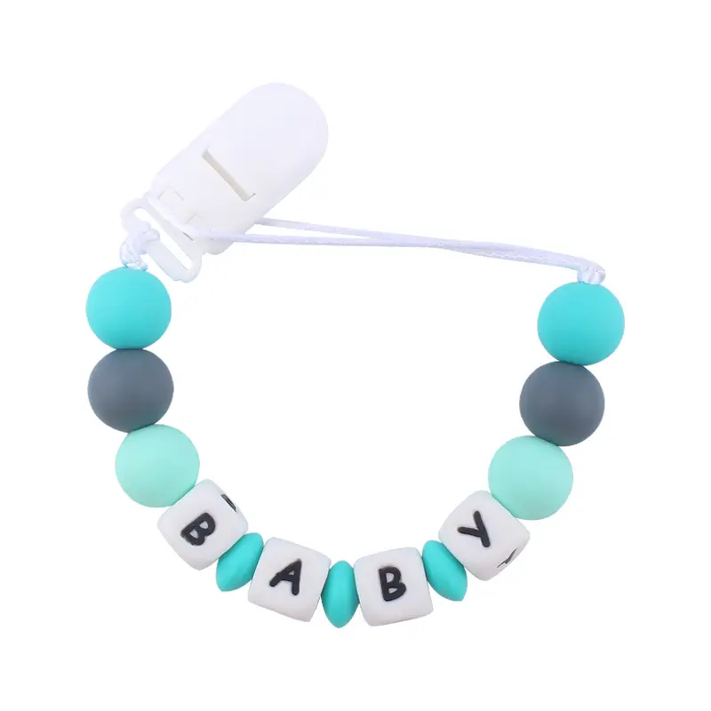 Personalized Silicone Name Baby Pacifier Clips Colour Dummy Nipples Holder Chain Teething Toys Accessories Infant Feeding