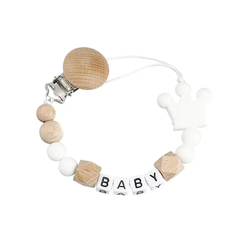Baby Pacifier Clip Personalize Name Custom Crown Dummy Nipple Holder Chain Soother Chew Toys Teether Babies Accessories
